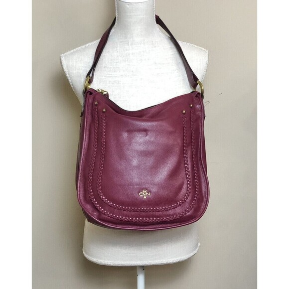 ORYANY Madelyn Pebble Leather Red Hobo Braid Detail Shoulder Bag